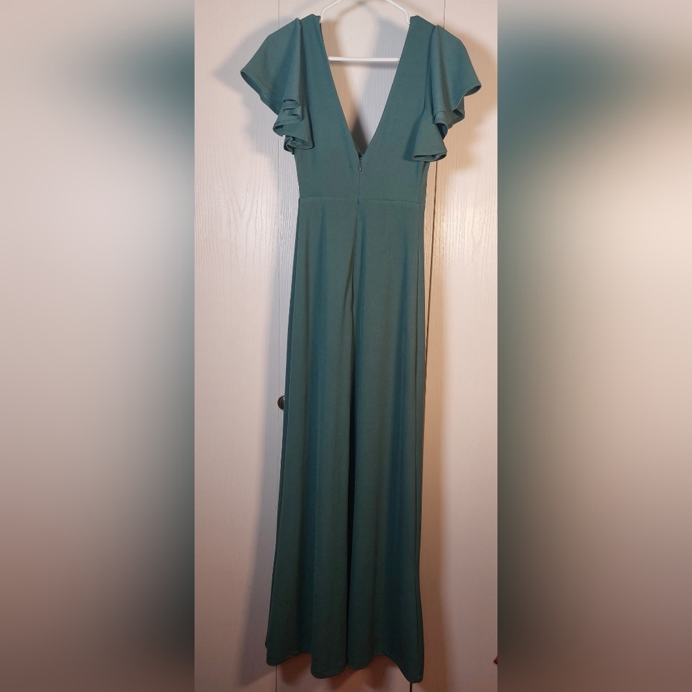 Birdy Grey Hannah Maxi Dress Size Small Flutter Sleeve Crepe Romantic Wedding - Picture 6 of 15